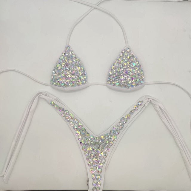 Amazon.com: BRUOR Women Sexy Brazilian Sequin String Triangle Thong Bikini  Bathing Suits Swimsuits Trikini Sparkle Rhinestone 2Pcs (Blue) : Clothing,  Shoes & Jewelry
